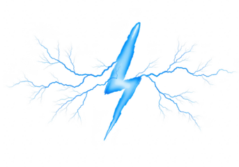 Blue lightning bolt isolated on transparent background
