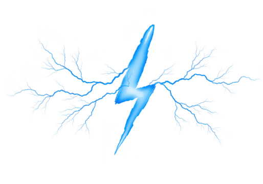 Blue lightning bolt isolated on transparent background
