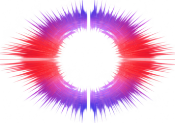 Abstract colorful explosion of light and sound isolated on transparent background