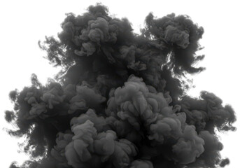 Dark smoke cloud explosion isolated on transparent background