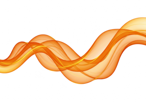Orange abstract wave isolated on transparent background
