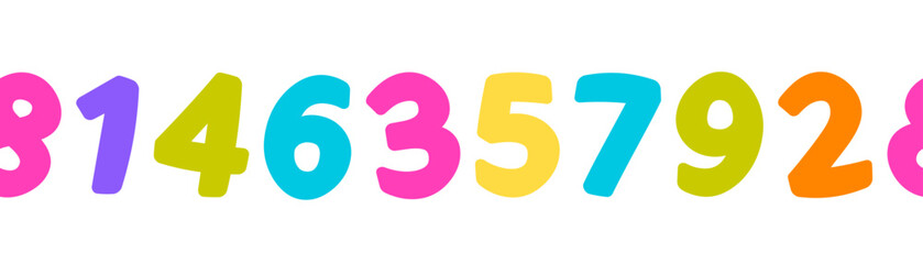 seamless border with colorful numbers, Endless texture. for educational or festive designs.