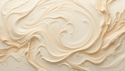 Abstract fluid art in light beige and cream tones with swirling, organic patterns and subtle depth.
