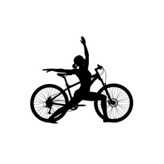 Find your balance with yoga and cycling, silhouette shows mindful fitness and healthy living concept