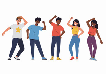 Obraz premium Group of diverse friends dancing and celebrating