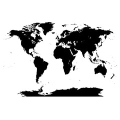 Sleek black and white world map illustration perfect for global business concepts and international projects © Sithija