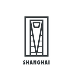 Shanghai, China skyscraper tower, city landmark clip art. Thin line vector pictogram, emblem, logo, icon, badge graphic. Flat, black monument image