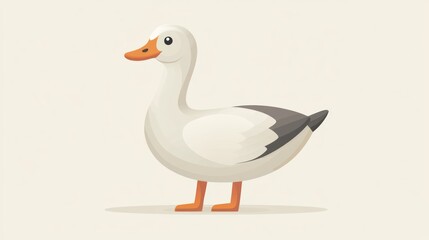Obraz premium Cute cartoon duck, profile view, simple background, children's book illustration