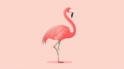 Fototapeta premium Pink Flamingo Profile, Abstract Illustration, Elegant Pose