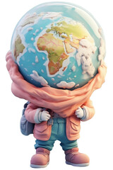 man holding globe