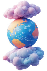 icon earth and clouds