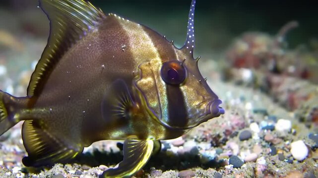Close-up of a unique fish with a horn-like appendage