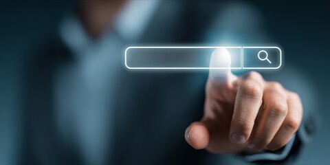 Futuristic Digital Search Interface with Touchscreen Innovation and Interactive Technology