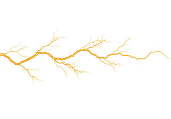 Bright yellow lightning bolt isolated on a transparent background
