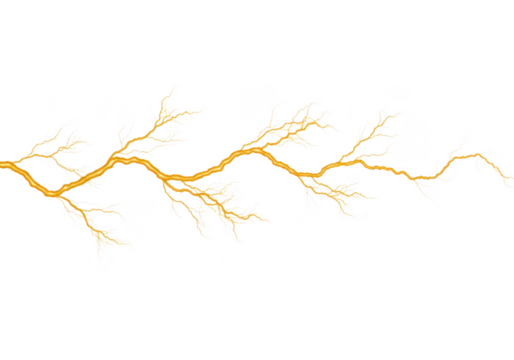 Bright yellow lightning bolt isolated on a transparent background - Powered by Adobe