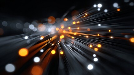 Futuristic artificial intelligence data flow, glowing abstract streams in cyberspace, stock photo with copyspace