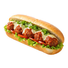 Meatball sub sandwich isolated on transparent background