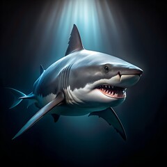 Great White Shark with Open Mouth Underwater predator