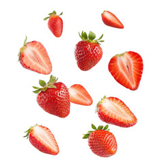 Fresh strawberries isolated on transparent background