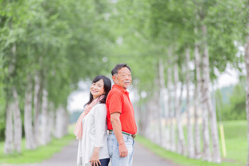 Fototapeta premium シニア オシドリ夫婦