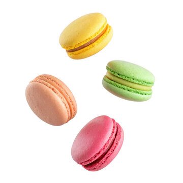 Colorful macaroons isolated on transparent background