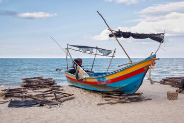 Obraz premium Small fishing boats, shores on the coast