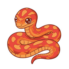 Fototapeta premium A corn snake cute icon sticker design, chibi cartoon style, 2D flat vector icon illustration of an adorable little. Kawaii style, character art, isolated on white background,