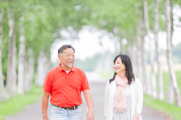 Obraz premium シニア オシドリ夫婦