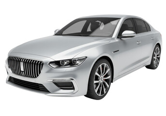 Obraz premium Silver luxury sedan car isolated on transparent background