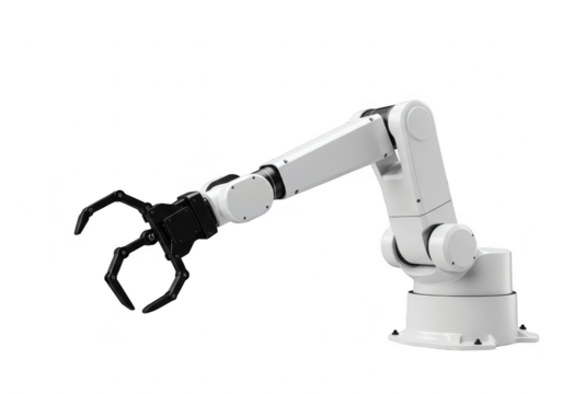Industrial robot arm isolated on transparent background