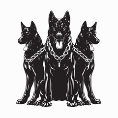 Cerberus Mythological Three Headed Hell Hound Vector Image on white background