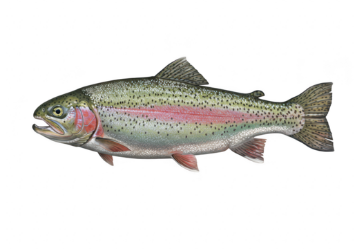 Illustration of a rainbow trout fish isolated on transparent background