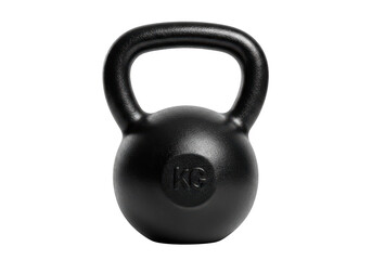 Black kettlebell isolated on transparent background