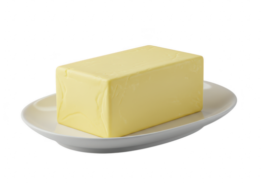 A block of butter isolated on transparent background