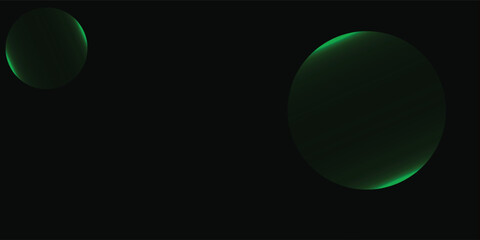 Two luminous green orbs glow faintly against a stark black backdrop.