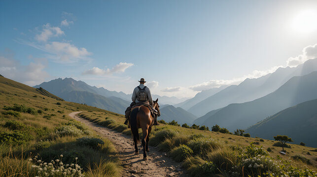 muleteer and horse on trail path