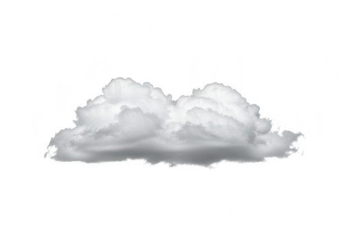 A single fluffy white cloud isolated on a transparent background, representing weather and atmosphere