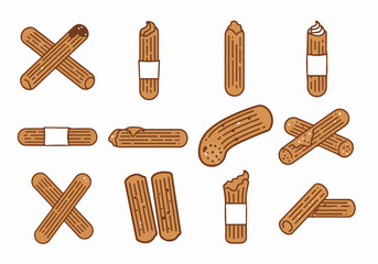 Churros collection with transparent background