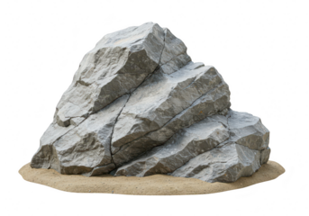 A large gray rock isolated on transparent background