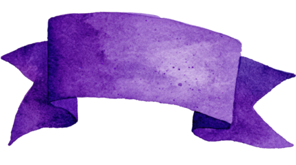 Purple watercolor ribbon banner, ornate