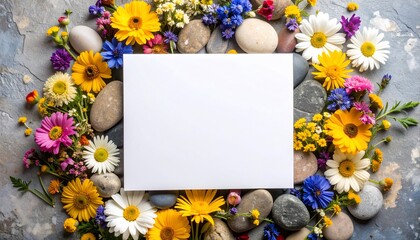 Floral arrangement with blank space for text or design on a textured background