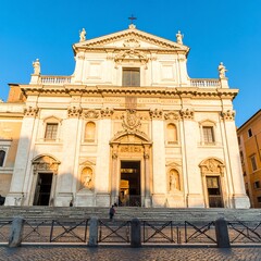 Obraz premium Ancient church facade in sunlit morning