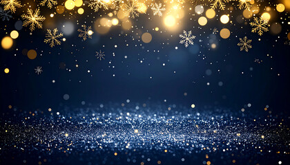 Dark Elegant Christmas Background with Silver and Golden Glow