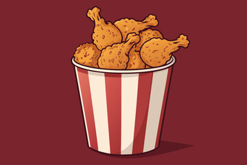 Crispy fried chicken drumsticks in a bucket.