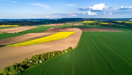 Obraz premium Aerial view of colorful fields