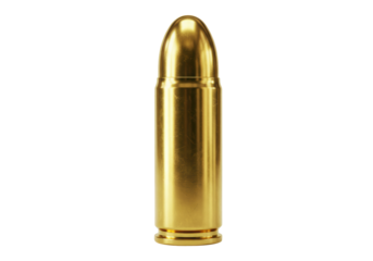 Isolated Single Golden Pistol Bullet Cartridge