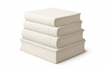 Closed white-covered books stacked neatly, symbolizing knowledge accumulation and intellectual potential