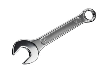 Isolated Silver Combination Spanner Wrench Tool on White Background