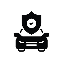 Black solid icon for motor insurance