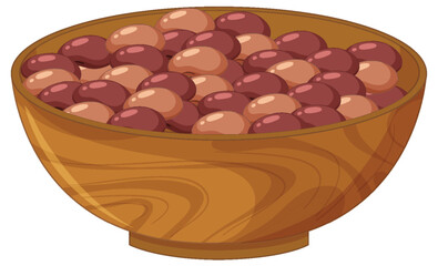 Wooden Bowl Filled with Red and Brown Beans